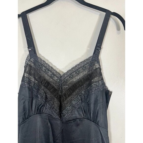 Vintage Floral Lace Lingerie Slip Dress Black 34 Sexy Feminine Grunge 60s Pin Up - Picture 2 of 9